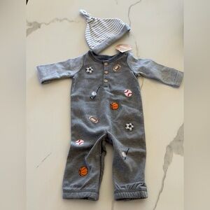 NEW Mudpie Infant Boys size 0-3 months sports golf soccer basketball football